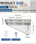 Stainless Steel Freezer Door Hinge Set Two Pack Outer Column Left Shaft 1.38 Inch Distance Replacement For Refrigerator