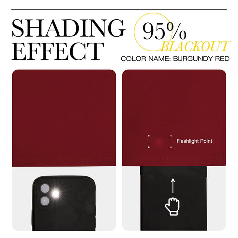 Image demonstrating the shading effect of Burgundy Red Blackout Drapes Set Of 2 Ready Made Light Blocking Privacy Curtains 42 Inches By 95 Inches For Christmas Window Decor Window Treatment Panels With Grommets.