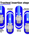 Push-to-connect pneumatic fittings, 1/4 in NPT, stainless steel, 6-pack; diagram of assembly steps on blue background