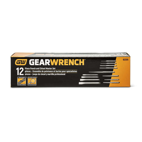 Box of 12 Piece Punch And Chisel Chrome Set For Pros And DIYers, A Real Workhorse That Cuts Rivets Bolts And Nuts with durable chrome finish
