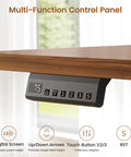 Electric Standing Desk With 6 Drawers, 55 Inch Wide Adjustable Desk control panel displaying digital height settings.