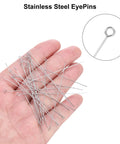 Stainless Steel Eye Pins 200 Pieces 0.8mm 22 Gauge 70mm Flat Headpins For Jewelry Making DIY Beads Necklaces Earrings Bracelets Bead Links Silver Perfect For Creating Bold Dangle Jewelry, silver eye pins in hand