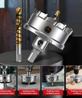 BEoffer 4-inch TCT hole saw set with 100 mm tungsten carbide tipped cutter and spring-loaded pilot bits