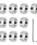 Heavy Duty 3/8 Inch Bore Aluminum Shaft Collar With M4 Screws And Wrench For CNC Parts Machine Tools Drive Shafts Wheelbarrows And Lawn Tractors Silver 1 Set, 9-piece