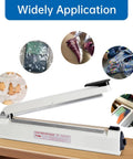 Impulse Heat Sealer With Hot Cutting Wire, Heavy Duty Bag Sealing And Cutting Machine, Includes Two Extra Replacements, White 8 Inch