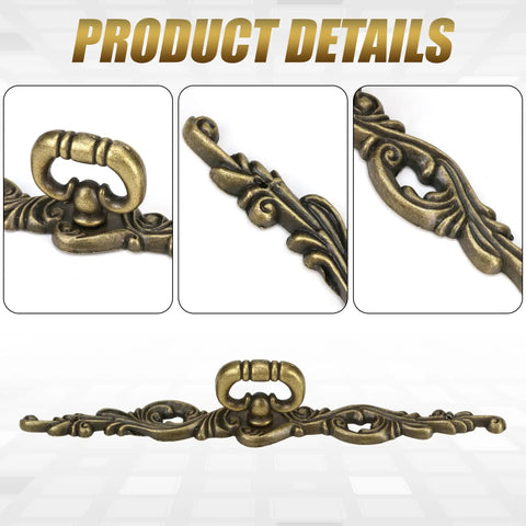 Vintage Bronze Long Drawer Pulls Old School 4 Pack With Screws 200mm Length Rustic Zinc Alloy Hardware details.