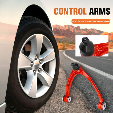 Chevrolet Silverado 1500 Front Upper Control Arm Suspension Kit With Polyurethane Bushings shown on a road background