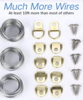 Heavy Duty Picture Hanging Kit With 225 Pieces Of Frame Hooks Nails Hanging Wire Screw Eyes D Rings And Sawtooth Hangers For Easy No Fuss Wall Mounting Of Art And Photos showing wires, D-rings, and screws