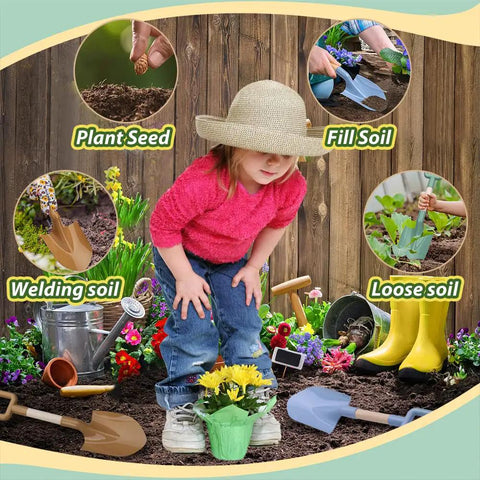 Child gardening with Kids Garden Tool Shovel Set 16 Inch Avocado Beach Spades Sand Shovels Toys For Adults Gardening Tools Kit