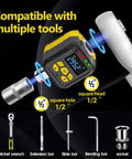 Half Inch Drive Digital Torque Adapter With Buzzer And LED Indicator, showing compatibility with various tools and attachments