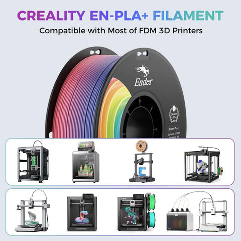 Rainbow PLA Plus 1.75mm 3D Printer Filament Multicolor With Strong Toughness 1kg Spool displayed with FDM 3D printers