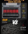 10 Piece Security Torx Bit Set Including Tamper Resistant Star Bits Tt6 To Tt40 And 2 Inch Shafts For Impact Drivers in organized case.