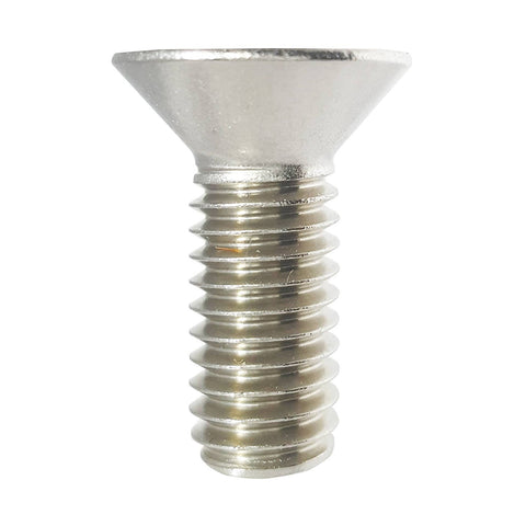 Close-up of 2-1/2 Inch 5/16-18 Flat Head Socket Cap Screw, Allen Drive, 18-8 Stainless Steel, full thread, bright finish