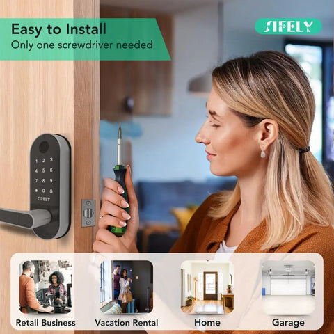 Smart Door Lock With Built In WiFi And Fingerprint, Handle And Keypad, Remote Access And Auto Lock, Keyless Entry for installation