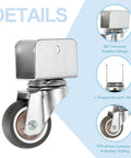 Brown 1.5 Inch Swivel Caster Wheels 4 Pack With U Bracket Heavy Duty Rubber Replacement Casters showing detail of wheel and bracket.