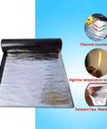 Top Shelf Heavy Duty Self Adhesive Asphalt Roofing Tape No Sweat Waterproof Underlayment Roll unrolled showing reflective aluminum surface.