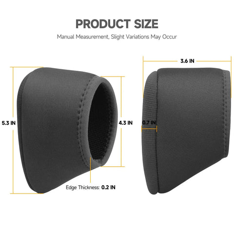 Gel Filled Slip On Recoil Pad For Shotguns And Rifles, dimensions chart, shows height as 5.3 inches, width 3.6 inches.