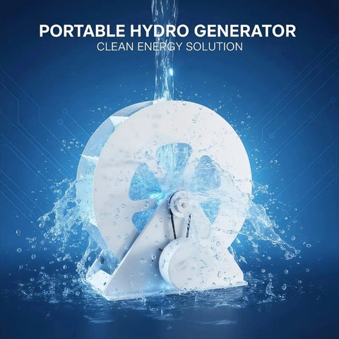 Portable Hydrogenerator With Quiet Belt-Drive Operation For Low-Speed High-Output Power, Built-Tough Steel Construction