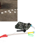 Manual Seed And Fertilizer Spreader With Comfortable Shoulder Strap And Ergonomic Handle For Farm Garden And Vegetables No Mess Easy To Use Bag Included Now showing handle, bag and spreading action