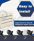 Heavy Duty Rv Refrigerator Vent Clips And Camper Fridge Quarter Turn Latches Norcold 617772 Replacement installed with vent door and fasteners.