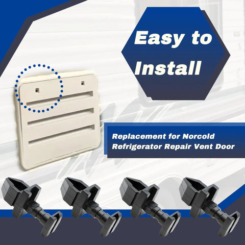 Heavy Duty Rv Refrigerator Vent Clips And Camper Fridge Quarter Turn Latches Norcold 617772 Replacement installed with vent door and fasteners.