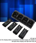 Four In One Remote Controller Charging Station with four 2800mAh rechargeable batteries and USB cable setup