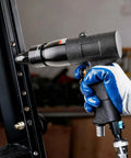 Pro Grade Heavy Duty Pneumatic Rivet Nut Gun Tool With 1 Quarter 5 Sixteenths 3 Eighths Self Locking Heads in use on metal surface