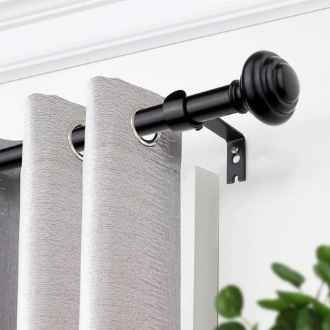 Heavy Duty Curtain Rod Set For Windows 72 To 144 Inches 7/8 Inch Adjustable Drapery Rods With Modern Finials Built To Last