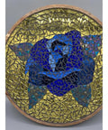 Blue Rose Mosaic Lazy Susan 10 Inch Handmade Serving Tray With Smooth Rotating Base For Kitchen And Dining Table top view
