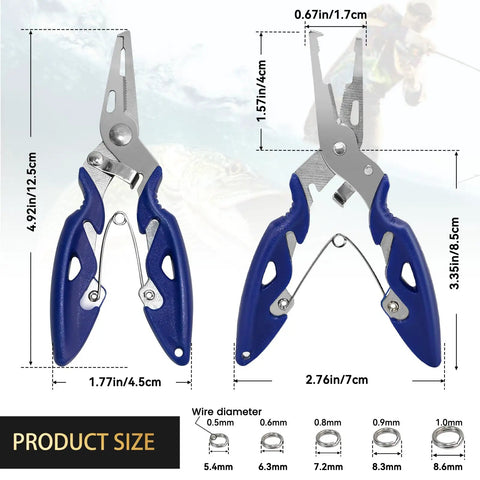 Heavy Duty Stainless Steel Split Ring Set With Pliers 200 Pcs Fishing Lures Rigs Leaders Connector Kit for freshwater and saltwater