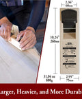 Straight Up Japanese Kanna Wood Planer With Dual Blades For Smooth As Silk Sanding Free Finishing, hand in action on wood.