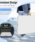 Person carrying Heavy Duty 6 Foot Folding Table Portable Fold In Half Utility Table For Indoor Outdoor Use With Handle And Lock