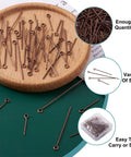 Red Copper Eye Pin Set 600 Pcs Open Eye Pins 21 Gauge In Four Lengths 18mm 30mm 40mm 50mm For Jewelry Making Earring Dangles Charms Findings And Head Pins For Easy Crafting, assorted sizes