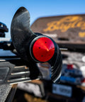Eliminator Trolling Motor Prop Nut For Lowrance Ghost Red By TH Marine installed on motor, highlighting secure fit.