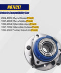 Front Wheel Bearing And Hub Assembly 513137 With 5 Lug Bolts And ABS For Chevy Malibu Classic 1997 2005 Oldsmobile Alero 1997 2004