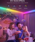 Govee RGBIC LED strip lights, 16.4ft, smart Bluetooth multicolor LED tape along ceiling for home decor.