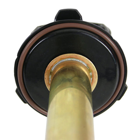 Close-up of brass hose fittings on Heavy Duty 3.5-Gallon Tri-Poxy Water Tank Sprayer for portable water supply and industrial chemicals.