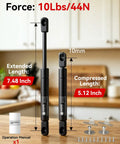 Heavy Duty 7.5 Inch Gas Struts With Mounting Hardware Two Shocks For Lids 11 To 15 Inches 10 Lb 45 N Each Pair