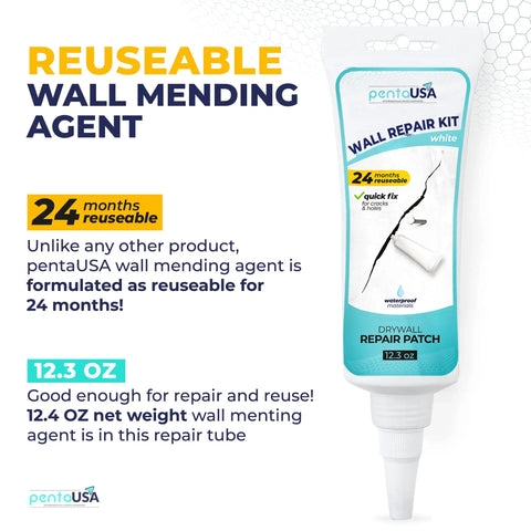 Heavy Duty Drywall Repair Kit 12 Oz Tube With Scraper For Wall Holes Cracks Chips Dents Spackle Patch And Concrete Cement Crack Filler No Mess Quick Fix That Dries Invisible And Leaves A Smooth White Finish