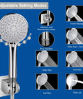 Product image of Massive 12 Inch Square Rain Shower Head With Handheld Combo showing six setting handheld and holder