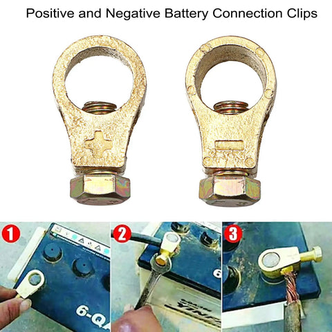 Two Pairs Pure Copper Battery Terminal Clips For Cars With Washers And Gaskets Positive And Negative Top Post Cable Connectors