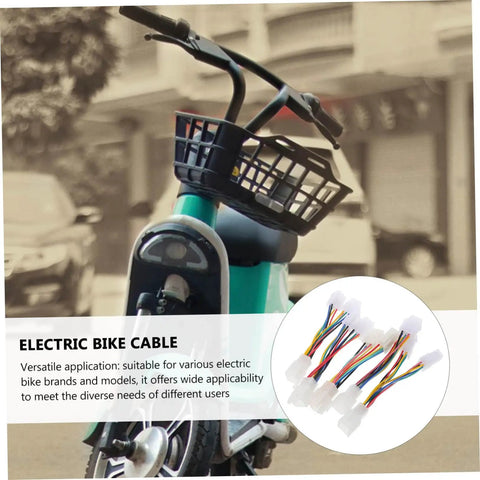 Five Piece Electric Bike Motor Cable Extension Harness Set For Quick Easy Install With Durable Connectors shown with bike