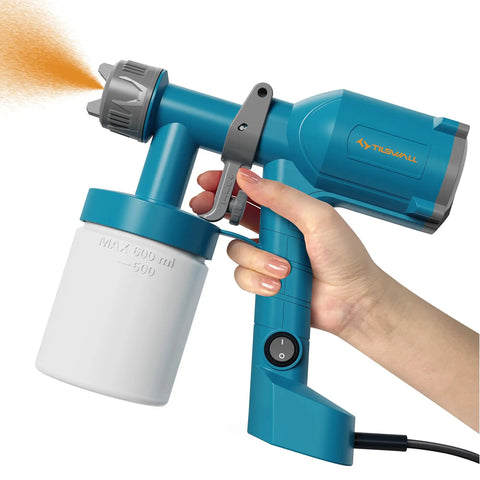 Snag This Featherweight Electric Paint Sprayer With A Quick Swap Cup And 20 Oz Capacity For Dead Simple Cabinet Fence Door And Wall Painting Jobs That Fly Off In A Snap Keeps Your Hands Fresh in hand with adjustable nozzle.
