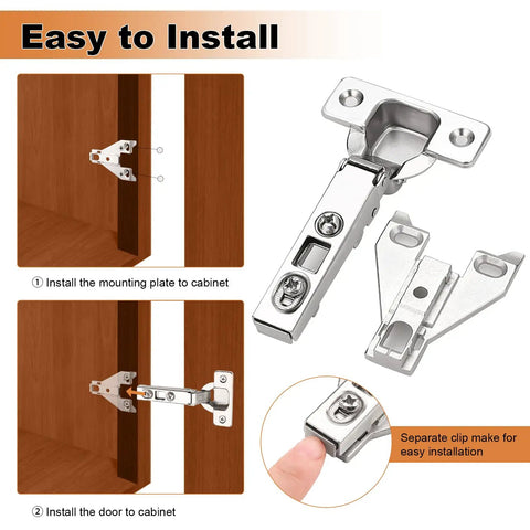 Soft Close Cabinet Hinges Two Pairs Brushed Satin Nickel Full Overlay 110 Degree Clip On Design With Mounting Screws Top Shelf Gear Zero Hassle Install Heavy Duty Kitchen Hardware