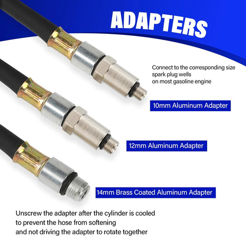 Gnhydxfe TU-21 engine leak-down tester adapters: three aluminum adapters (10mm, 12mm, 14mm) for cars