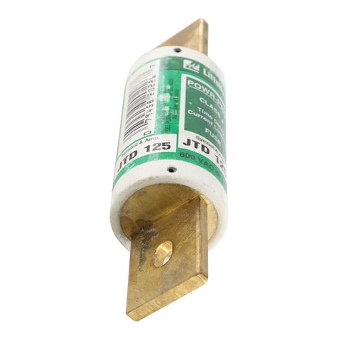 Heavy-Duty 125 Amp 600 Volt Class J Current-Limiting Time-Delay Fuse, One And A Half Inch By Five And Three Quarters Inch Panel Fuse For Electrical Panels, Green JTD125 Ideal For Distribution Panels, Control Boxes, And Industrial Electrical Setups