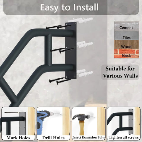 Installation guide for Upgraded Stair Handrails For One To Three Steps Wall Mounted Safety Grab Bar With Matte Finish