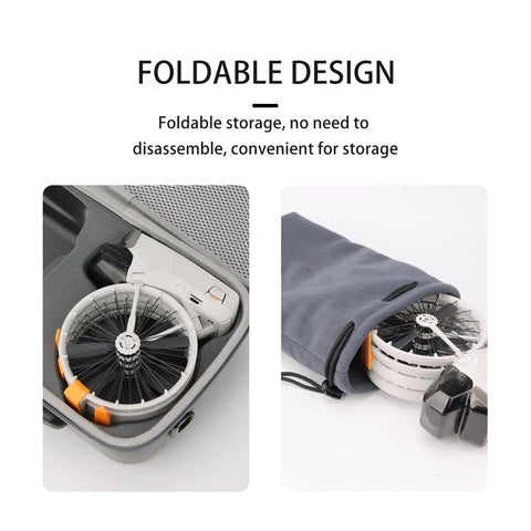 Ultra Light Drone Landing Gear Extension Kit for DJI Flip with quick release legs folded compactly in storage case and bag.