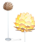 Artichoke Design 68 Inch Tall Free Standing LED Floor Lamp With Multi Panel Wooden Shade, warm dimmable glow detail
