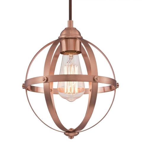 Stella Mira One Light Indoor Mini Pendant in Washed Copper Finish Delivers Dope Look for Kitchen Island and Living Room Sloped Ceiling Friendly